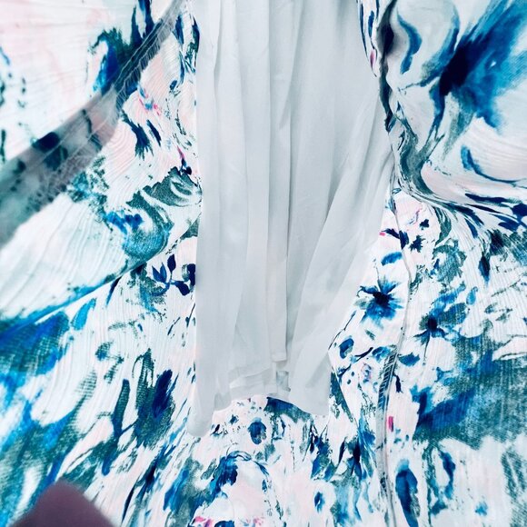 Japna Floral Ruffle Midi Dress HiLo Tiered Adjustable Straps Blue Green Pink XL - Picture 15 of 16